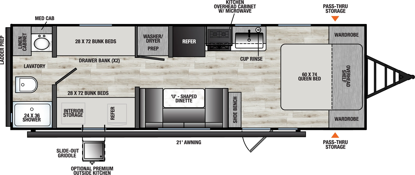 Clipper Travel Trailers 25QBH Floorplan